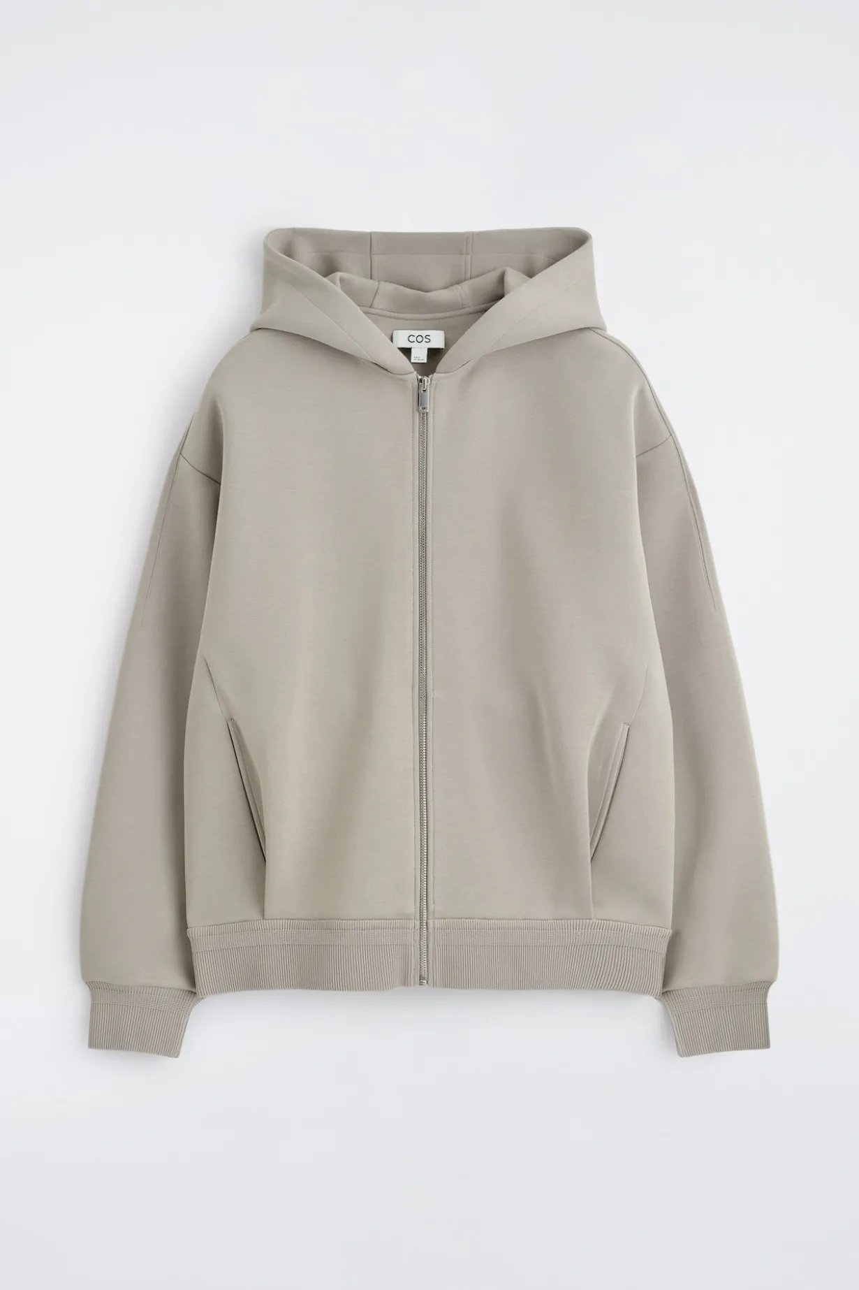 COTTON-PIQUÉ ZIP-UP HOODIE