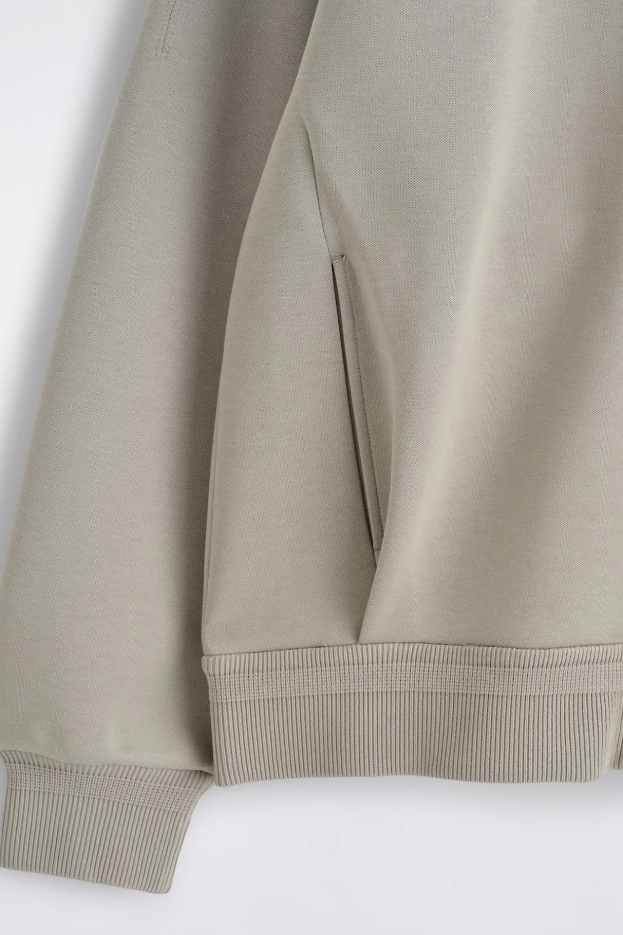 COTTON-PIQUÉ ZIP-UP HOODIE