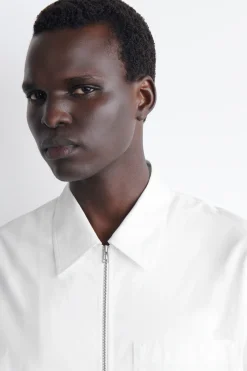 COTTON-POPLIN ZIP-UP SHIRT