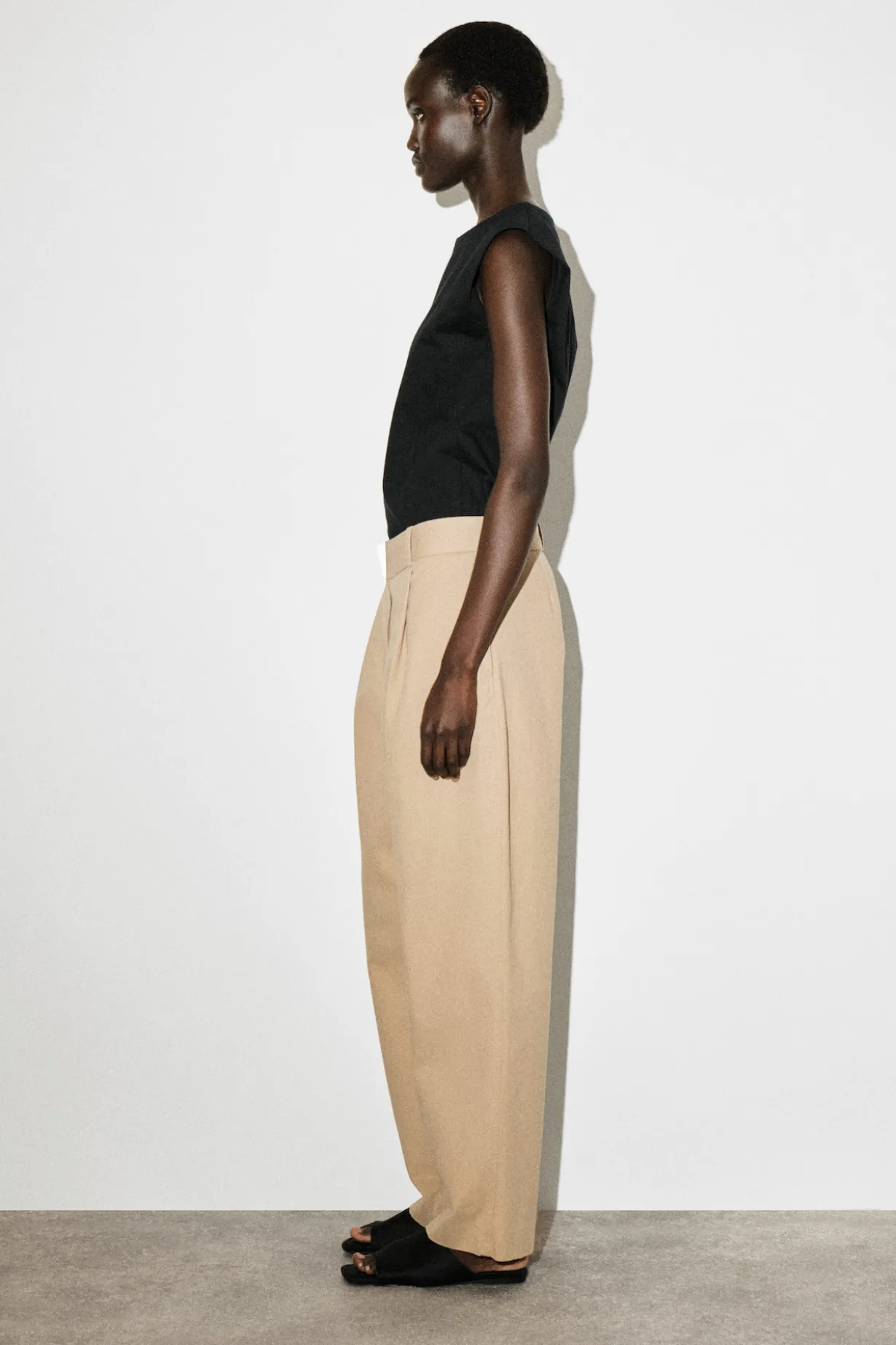 COTTON-TWILL TAPERED PANTS