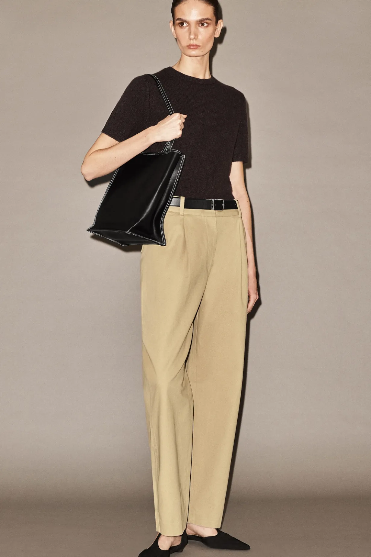 COTTON-TWILL TAPERED PANTS