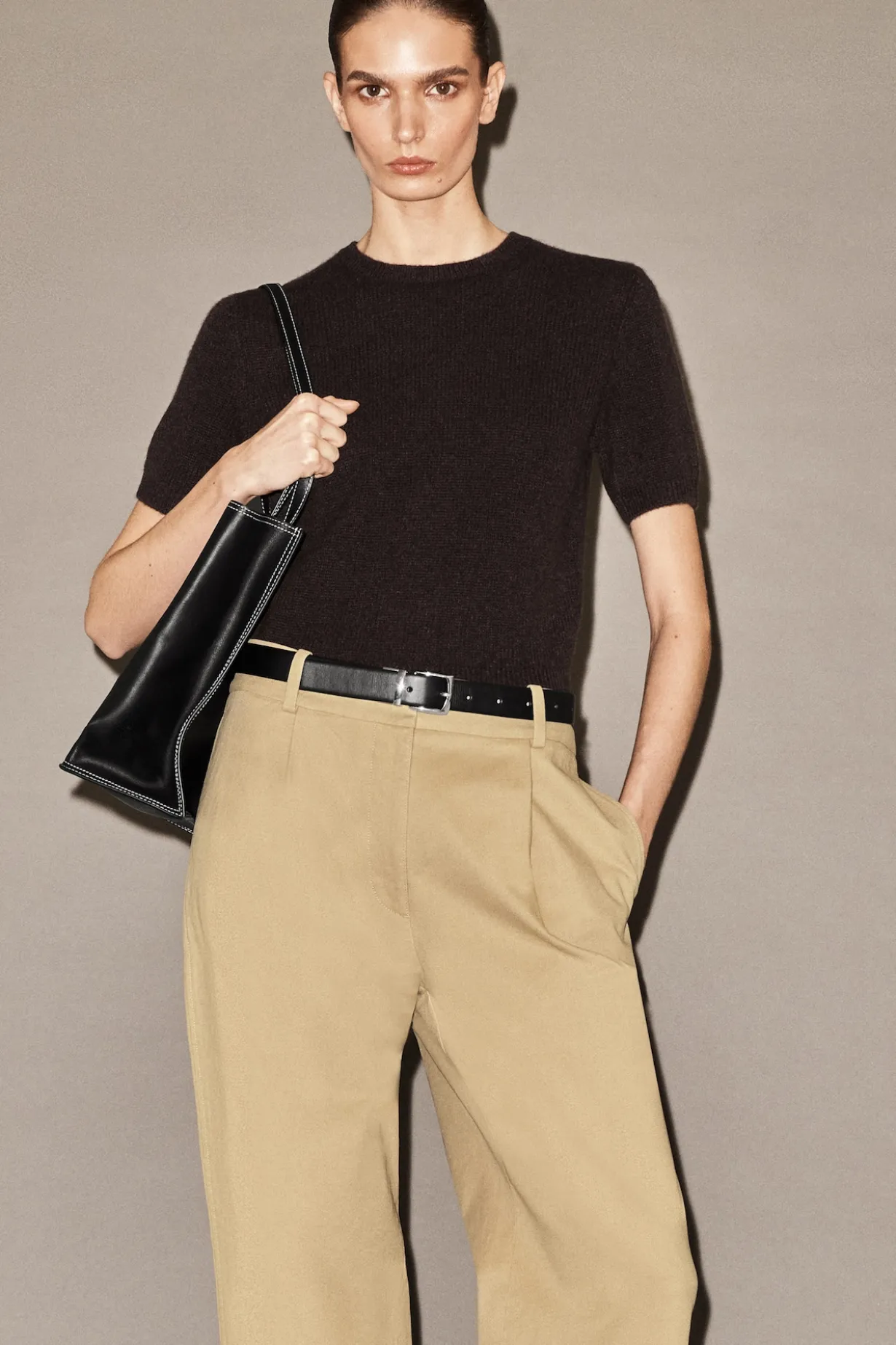 COTTON-TWILL TAPERED PANTS