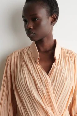 CRINKLED WRAP-OVER BLOUSE