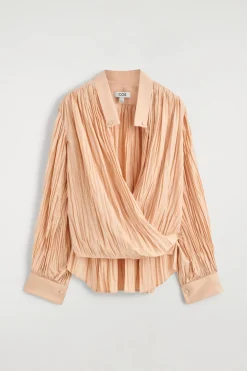 CRINKLED WRAP-OVER BLOUSE