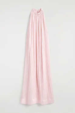 CRINKLED-SATIN MIDI DRESS