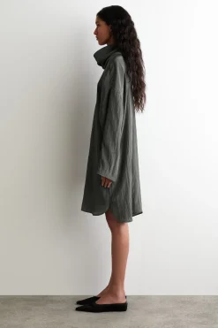 CRINKLED-SATIN MINI DRESS