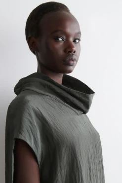 CRINKLED-SATIN TOP