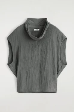 CRINKLED-SATIN TOP