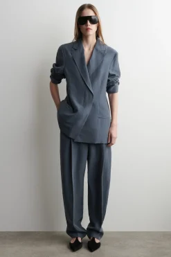 CRINKLED-SILK BLAZER