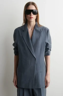 CRINKLED-SILK BLAZER