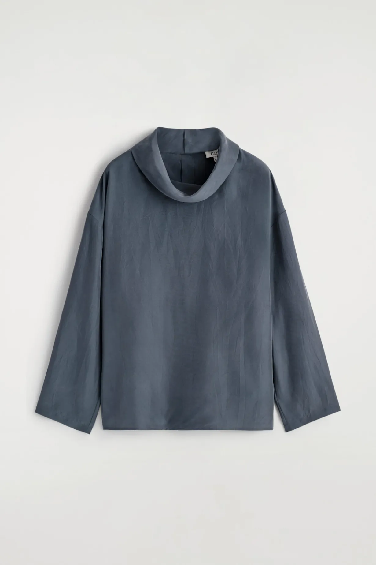 CRINKLED-SILK MOCK-NECK TOP