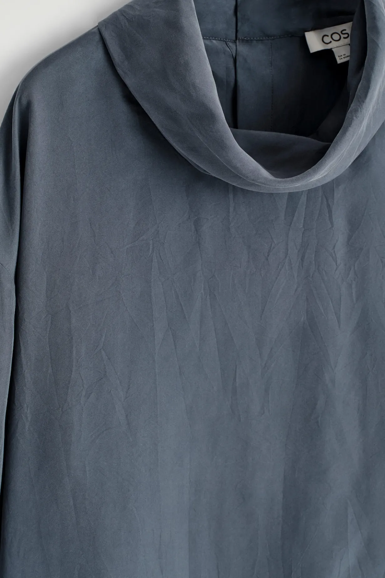 CRINKLED-SILK MOCK-NECK TOP