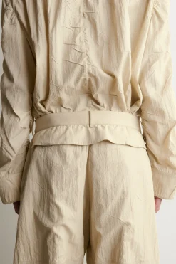 CRINKLED-SILK STRAIGHT-LEG PANTS