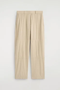 CRINKLED-SILK STRAIGHT-LEG PANTS