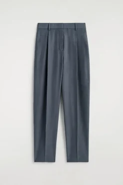 CRINKLED-SILK STRAIGHT-LEG PANTS