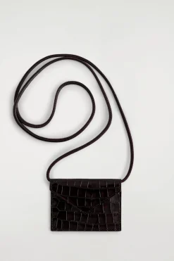 CROC-EFFECT LEATHER CARDHOLDER