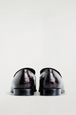 CROC-EFFECT LEATHER LOAFERS