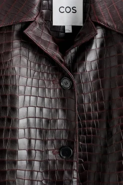 CROC-EFFECT LEATHER LONG COAT