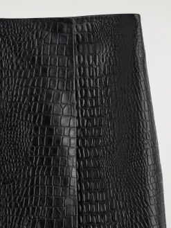 CROC-EFFECT LEATHER MINI WRAP SKIRT