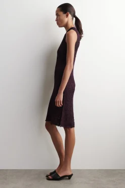 CROCHET-KNIT TAPE-YARN MIDI DRESS