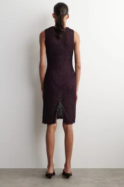 CROCHET-KNIT TAPE-YARN MIDI DRESS