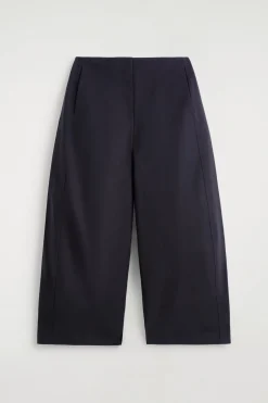 CROPPED BARREL-LEG COTTON PANTS