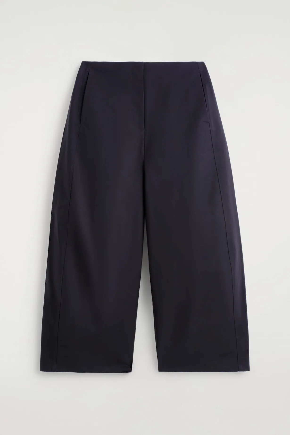 CROPPED BARREL-LEG COTTON PANTS