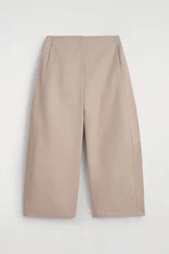 CROPPED BARREL-LEG COTTON PANTS