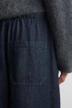 CROPPED DENIM WIDE-LEG PANTS