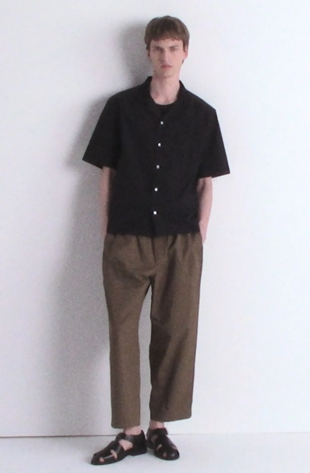 CROPPED ELASTICATED WIDE-LEG PANTS