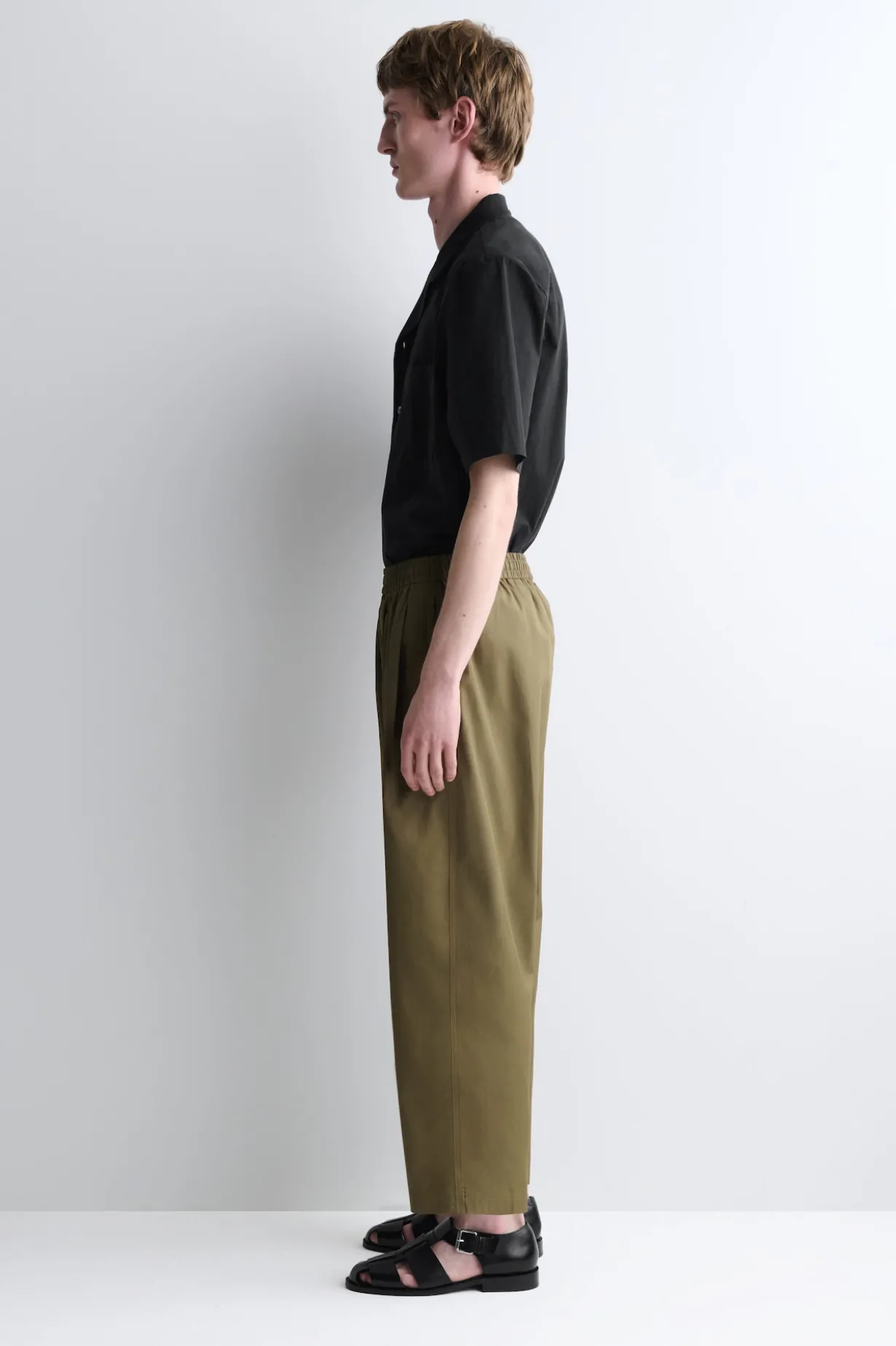 CROPPED ELASTICATED WIDE-LEG PANTS