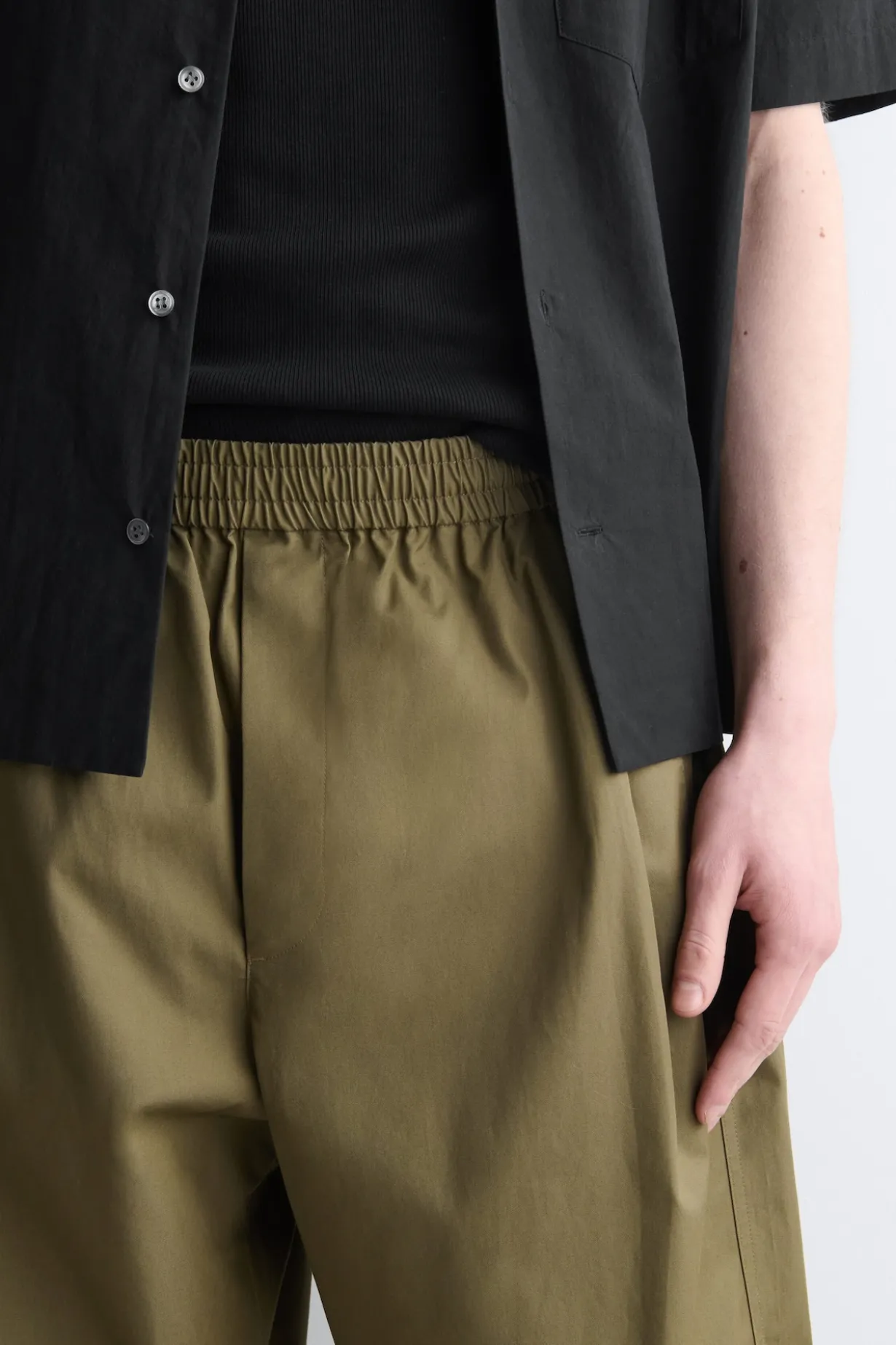 CROPPED ELASTICATED WIDE-LEG PANTS