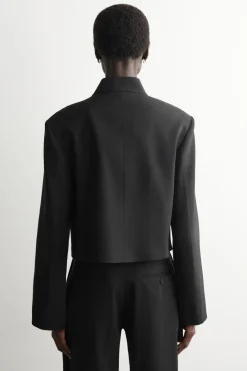 CROPPED STRUCTURED LINEN BLAZER