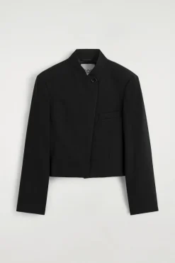 CROPPED STRUCTURED LINEN BLAZER