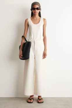 CROPPED WIDE-LEG DENIM PANTS