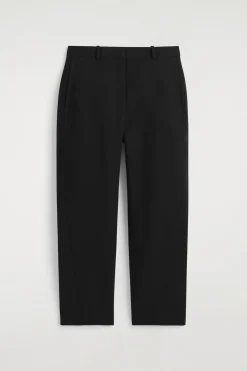 CROPPED WOOL BARREL-LEG PANTS