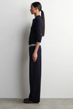 CROPPED-SLEEVE MERINO WOOL POLO SHIRT