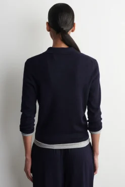 CROPPED-SLEEVE MERINO WOOL POLO SHIRT