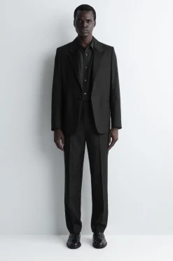 CUMMERBUND-WAIST WOOL TAPERED PANTS