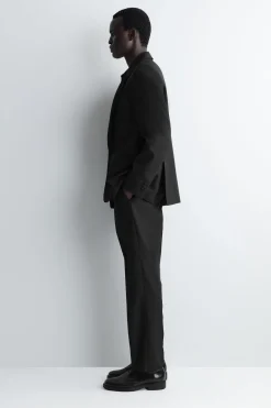 CUMMERBUND-WAIST WOOL TAPERED PANTS