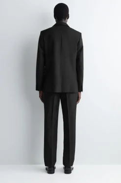 CUMMERBUND-WAIST WOOL TAPERED PANTS