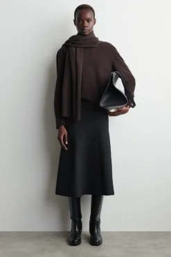 CURVED A-LINE MIDI SKIRT
