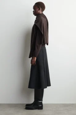 CURVED A-LINE MIDI SKIRT