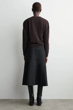CURVED A-LINE MIDI SKIRT