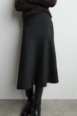 CURVED A-LINE MIDI SKIRT