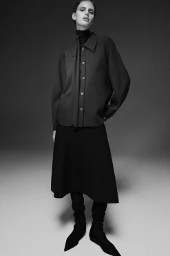 CURVED A-LINE MIDI SKIRT