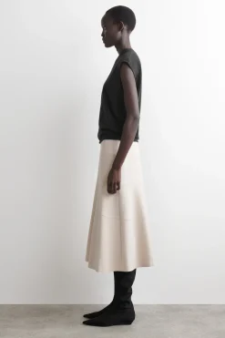 CURVED A-LINE MIDI SKIRT