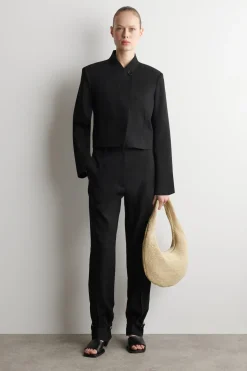 CURVED SHOULDER BAG - STRAW
