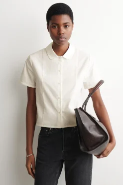 CURVED-COLLAR COTTON POPLIN SHIRT