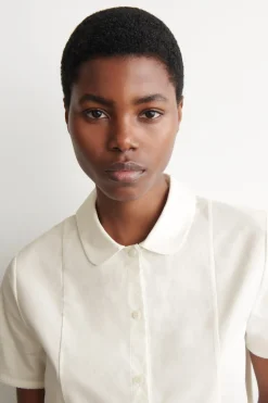 CURVED-COLLAR COTTON POPLIN SHIRT